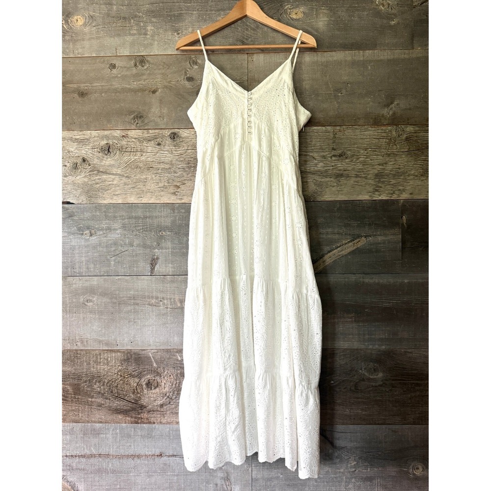 Sundance NWT Arezzo Eyelet Maxi Dress LP White Boho‎ Cottagecore Coastal Cowgirl